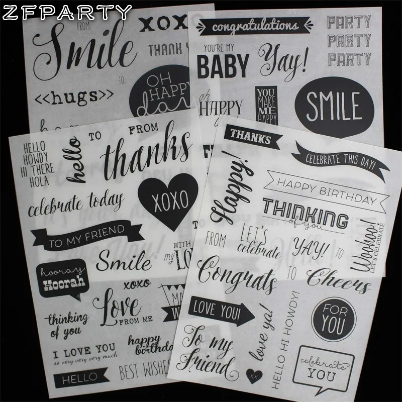 ZFPARTY Happy/Smile/Thanks самоклеющиеся потертые на для скрапбукинга/DIY ремесла/украшения для изготовления открыток