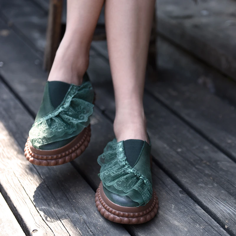 

Artmu Original 2020 New Women's Shoes Autumnal Lace Deep Mouth Genuine Leather Handmade Casual Four Seasons Shoes F05675