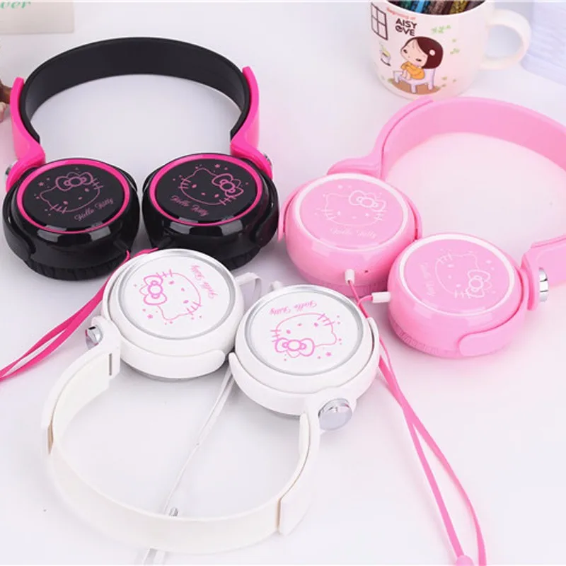 Новые Мультяшные детские наушники гарнитура с милым hello kitty на ухо проводные для