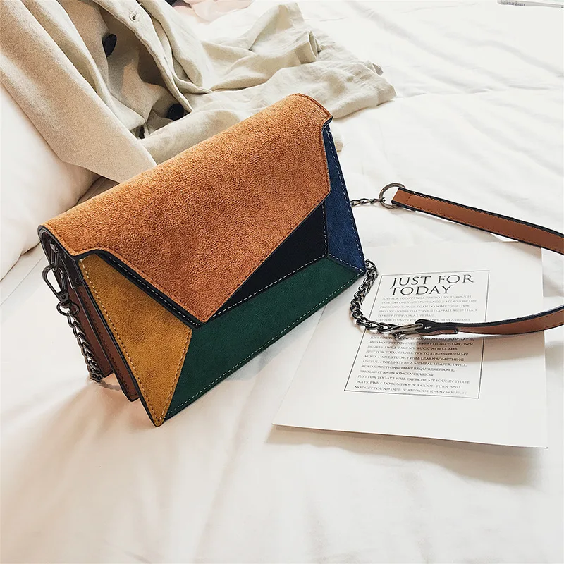 Ретро Матовая Лоскутная сумка через плечо для женщин 2019 новый корейский