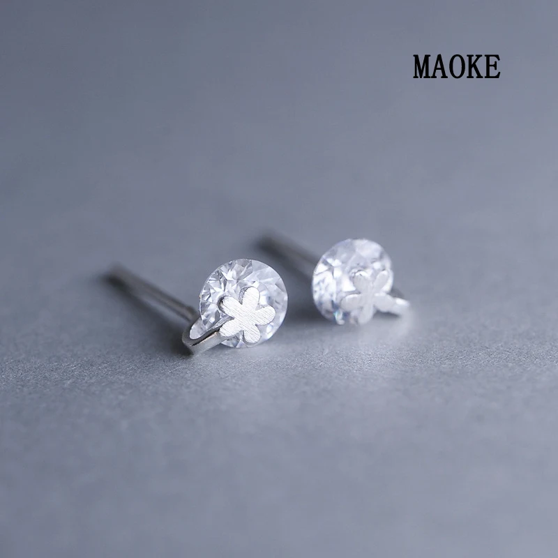 

Promotions Korean temperament inlaid zircon small earrings 925 sterling sv Fashion jewelry for Women's Fashion Gifts