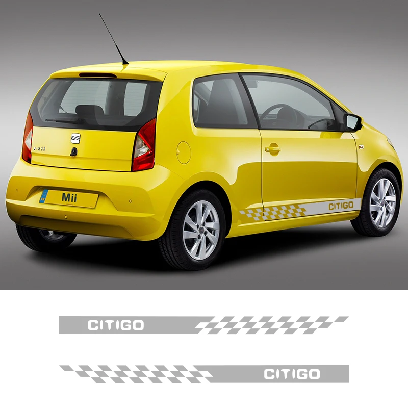 

2 PCS CITIGO Vinyl Car Styling Side Stripes Skirt Sticker Vehicle Auto Decals Wraps Body Graphics For Skoda CITIGO