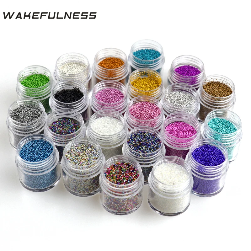 

WAKEFULNESS 10g/jar Nail Caviar Beads 0.6-0.8mm Colorful Mini Glass Beads for Nail Charms Manicure 3D Nail Art Decorations
