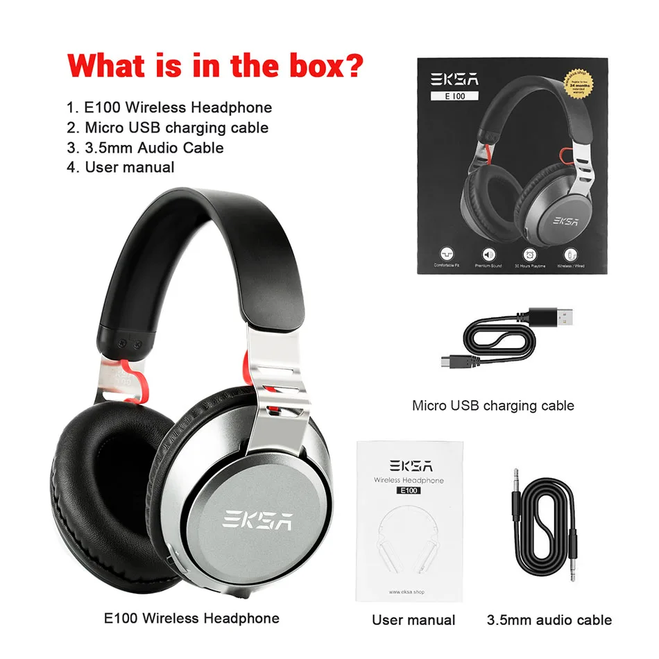 EKSA E100, Bluetooth 5,0, беспроводные наушники, супер светильник, портативная гарнитура с микрофоном, 500 мА/ч, гарнитура для iPhone, Xiaomi