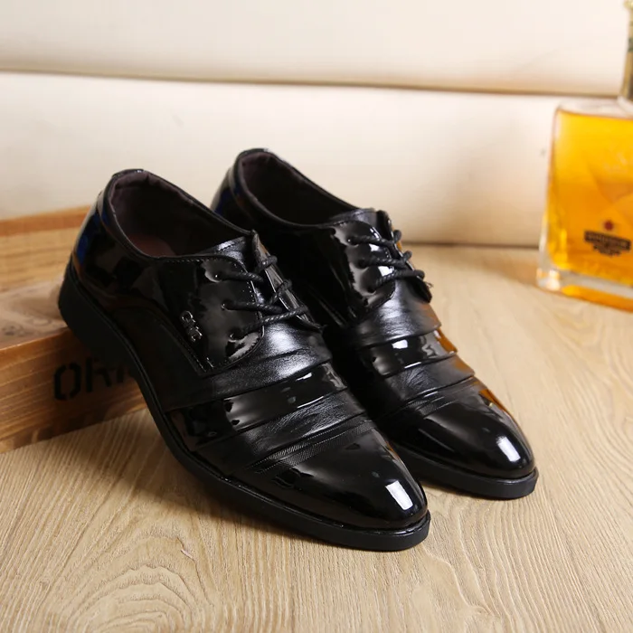 Fashion Leisure Men's Formal Dress Shoes PU Pointed Toe Slip-On Oxfords Low Business Wedding | Обувь