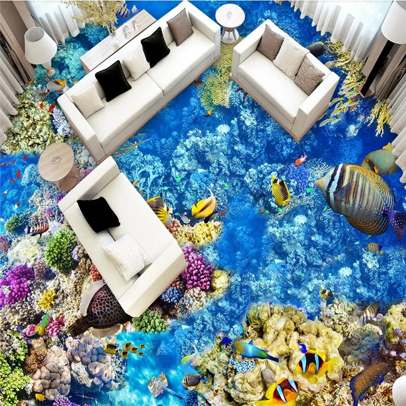 Wellyu подводный мир тропическая рыба Коралл 3D напольная плитка на заказ большая