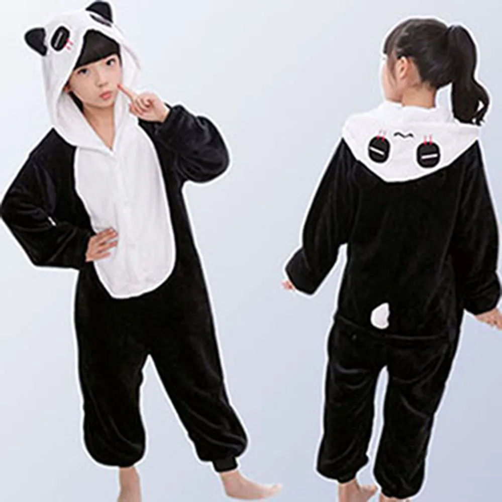 Baby Boys Girls Pajamas Autumn Winter Children Flannel Warm animal penguin Stitch panda Onesie Sleepwear for 3 5 7 9 12Y |