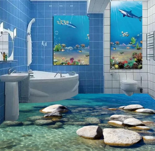 [Самоклеящийся] 3D Блестящий камень река 4 нескользящая Водонепроницаемая