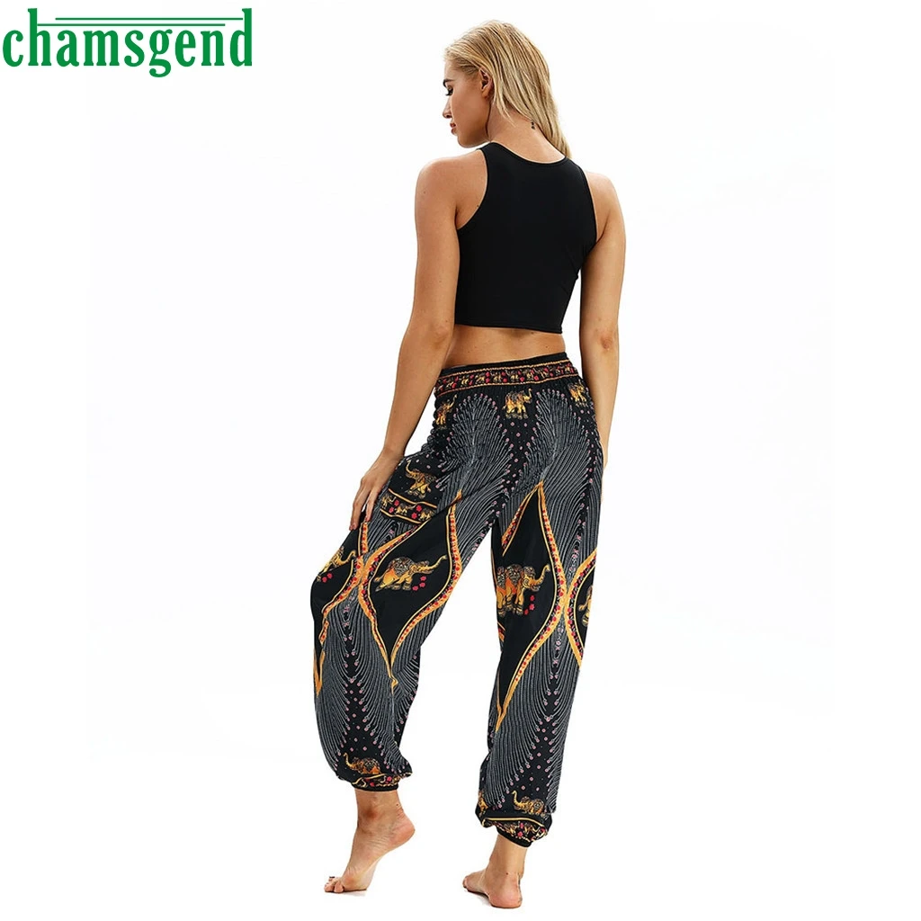 CHAMSGEND Йога спортивные брюки богемные женские брюки для йоги свободный спортивный костюм брюки Высокая талия Спорт Бег Фитнес гимнастические Легинсы 09