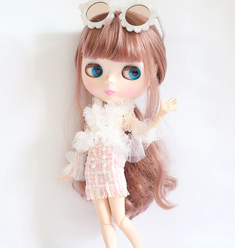 1PCS Clothes for dolls Ladies pink Hip Skirt White Lace Shirts Blyth Licca Dolls Accessories toys girls | Игрушки и хобби