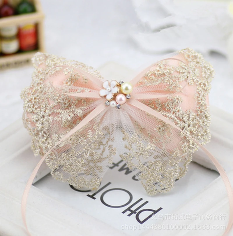 Корейская модная женская головная уборная ручная цветочная аксессуарная лента с бантом из алмазной заколки на боковом складчателе.