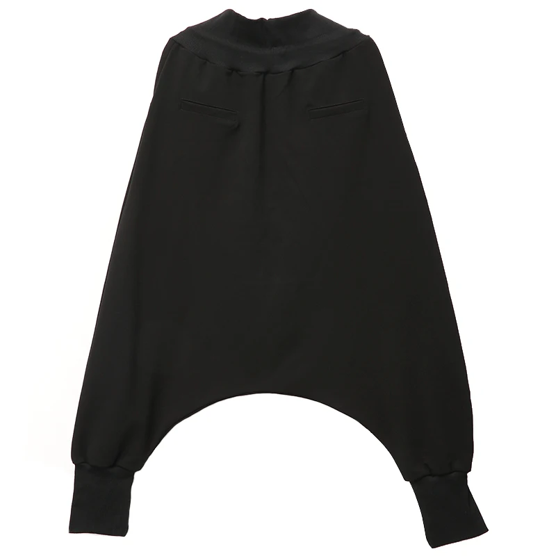 2019 Autumn Winter Harem Pants New Black Solid Drawstring Pockets Causal Loose Big Size Women High Waist Trousers Plus | Женская одежда