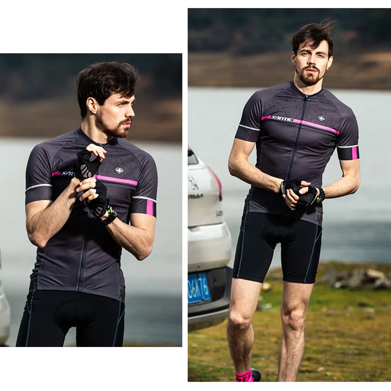 Футболка Santic мужская для велоспорта летний комплект из Джерси с коротким рукавом