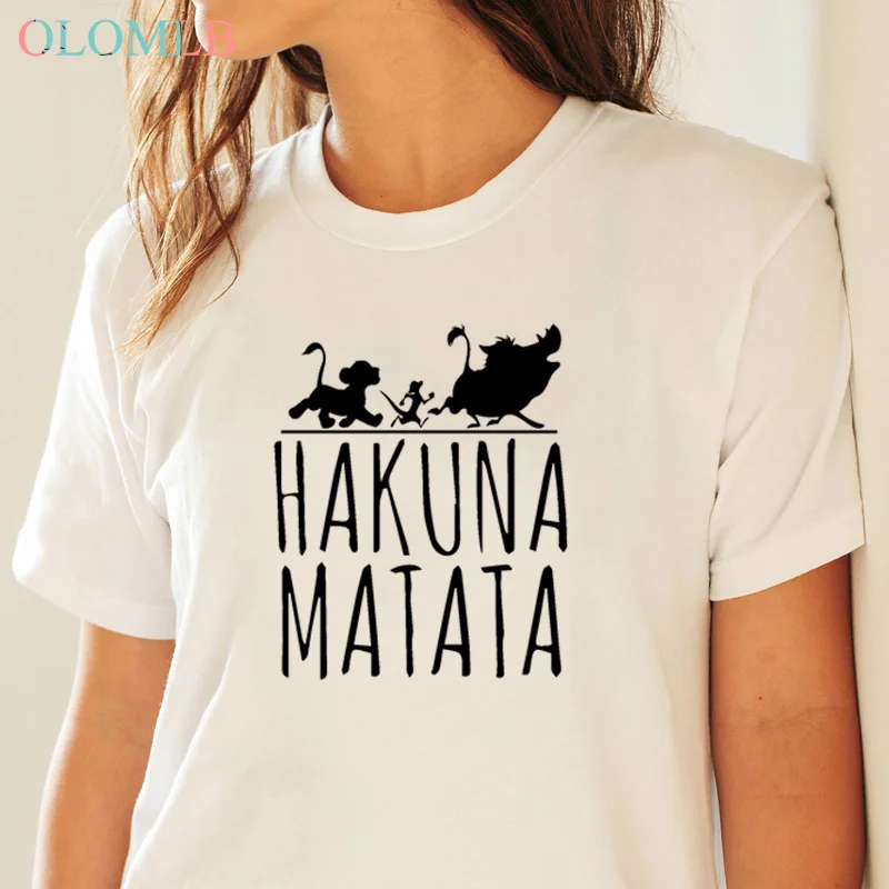 Hakuna Matata letra impresa camiseta 2019 летняя модная футболка женская с коротким рукавом Плюс