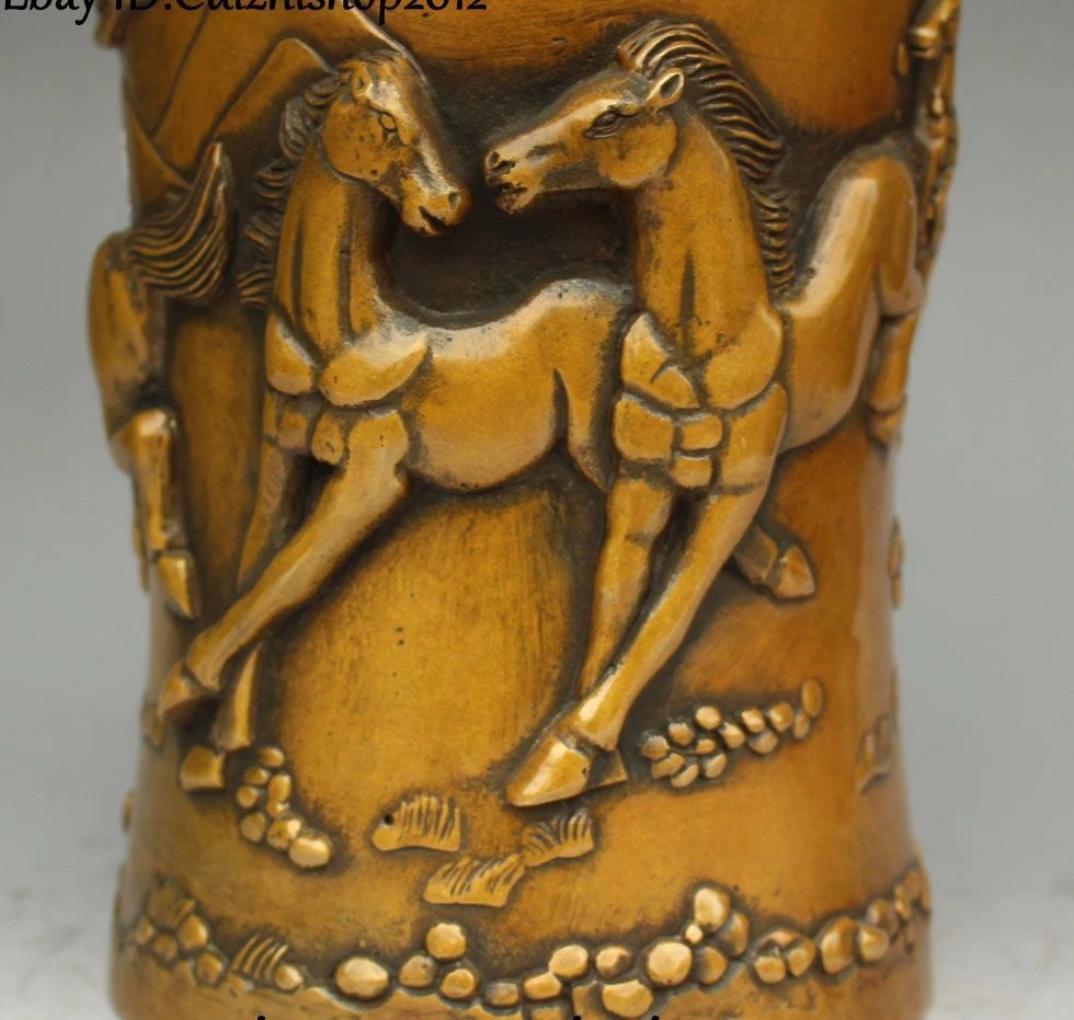 Бесплатная доставка китайские бронзовые конные Кони для бега ручка контейнер