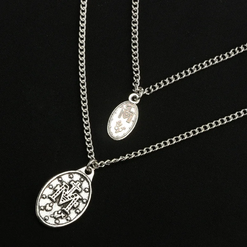 VGDS 2018 New Arrived Creative Double Chains Lucky Virgin Mary Pendant Necklaces Zinc Alloy Simple Fashion Men Women | Украшения и