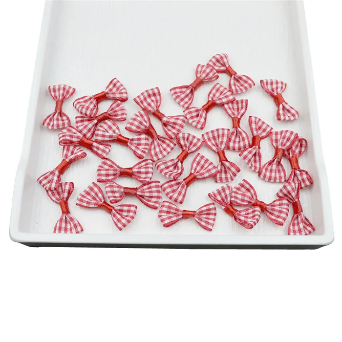 Red Bowknots 50 шт., клетчатая ткань, маленькая лента, банты, сделай сам, ремесло, головной убор, одежда, кукла, игрушки, аппликация, аксессуары, бант, Свадебный декор - Цвет: Red Bowknots