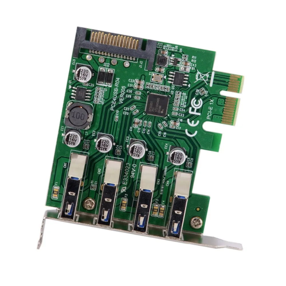 Тонкий 4 портовый PCI E к USB 3 0 концентратор Express карты расширения адаптер 5 Гбит/с