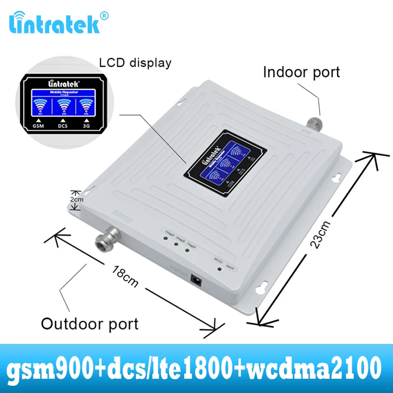 Lintratek 2g 3g 4g gsm репитер 900 dcs lte 1800 wcdma 2100 cellular усилитель сигнала связи Усилитель 2
