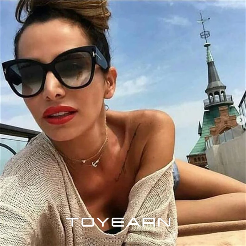 Женские солнцезащитные очки кошачий глаз в пластиковой оправе с градиентными