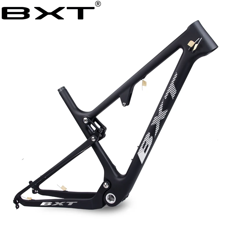 BXT New Full Suspension Carbon Mountain 29er MTB Bike Frame BSA 142X12mm 148*12mm Suspension Frame Travel 100mm Free Shipping
