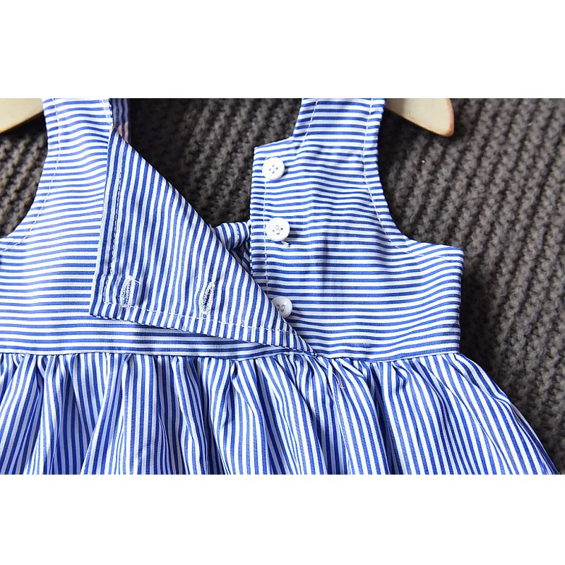 LOVE DD&ampMM Girls Dresses 2022 Summer New Children's Wear Sweet Simple Striped Button Open Back Bow Dress | Детская одежда и