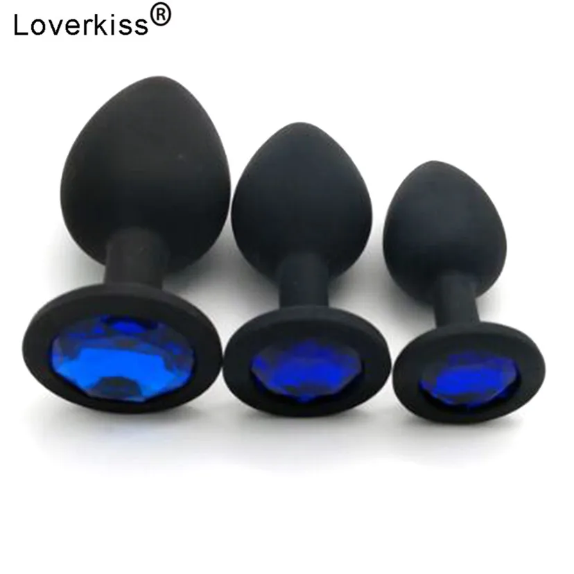 Анальная пробка Loverkiss набор из 3 предметов силиконовая с позолоченными