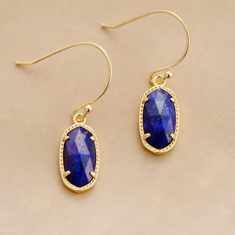 Женские серьги с камнями Lapis золотые капли свадебные подарки высокое качество