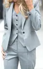 Женские костюмы из 3 предметов, брюки и жилет, деловые костюмы для офиса на заказ, B302, пиджак делового костюма