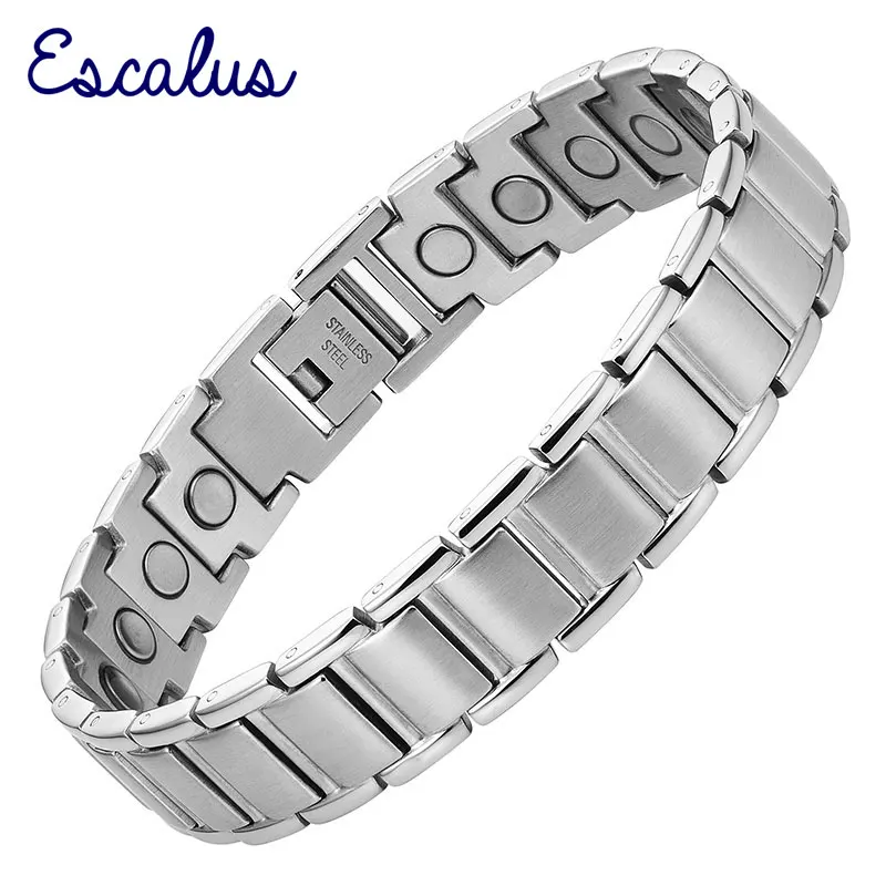 Мужской браслет Escalus магнитный серебристый из нержавеющей стали|bracelet stainless steel|mens