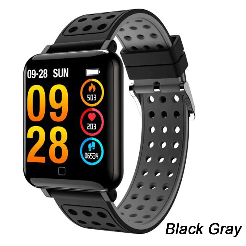 Silica Strap Gray M19 Смарт часы кровяное давление фитнес трекер Smartwatch для мужчин IP67 Водонепроницаемый умный Браслет reloj inteligente - Цвет: Silica Strap Gray