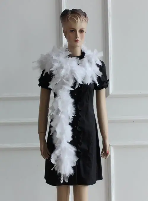 Белый красный Куриный перо полосы боа из пера индейки для одежды аксессуары