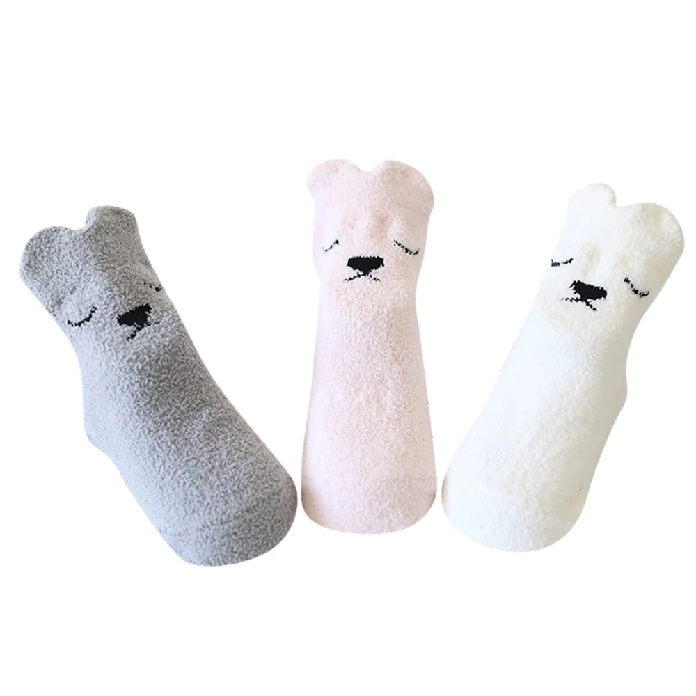 Newborn Baby Boys Step Socks Children Coral Velvet Thick Socks Kids Sleep Cartoon Eyes Nose Floor Calcetines