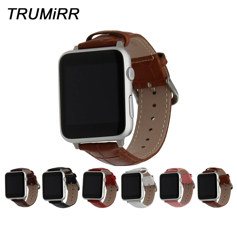 Ремешок для часов из натуральной кожи Croco ремешок + Адаптер 38 мм 42 iWatch Apple Watch