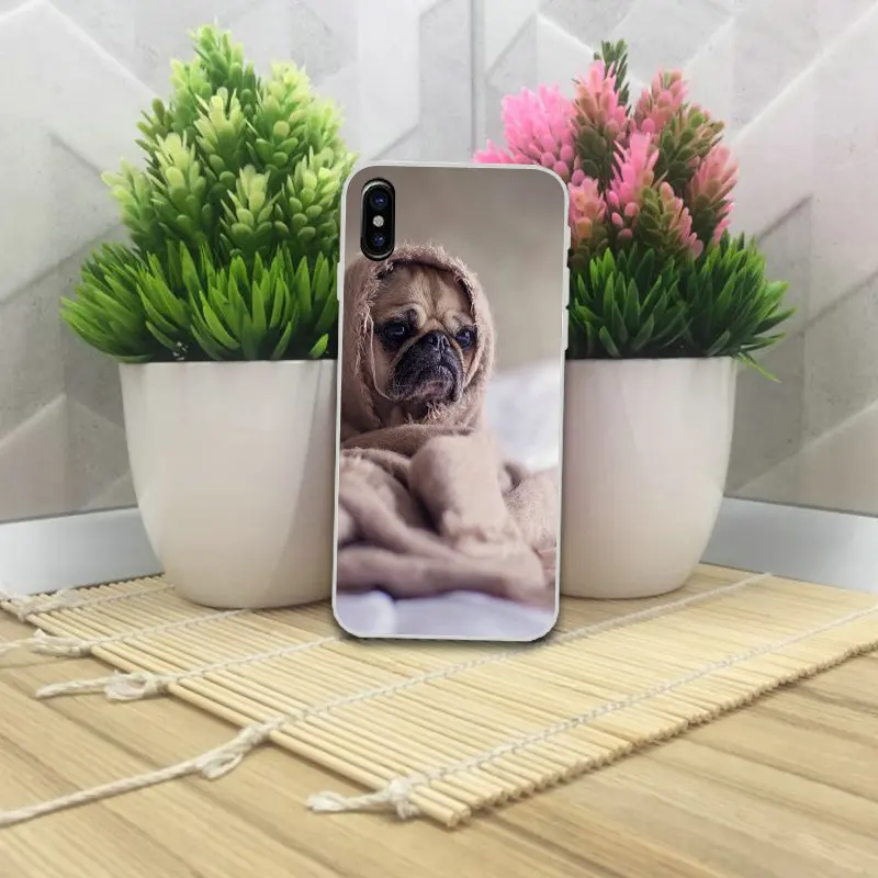 Милые животные собака МОПС мягкие ТПУ Аксессуары для мобильных телефонов