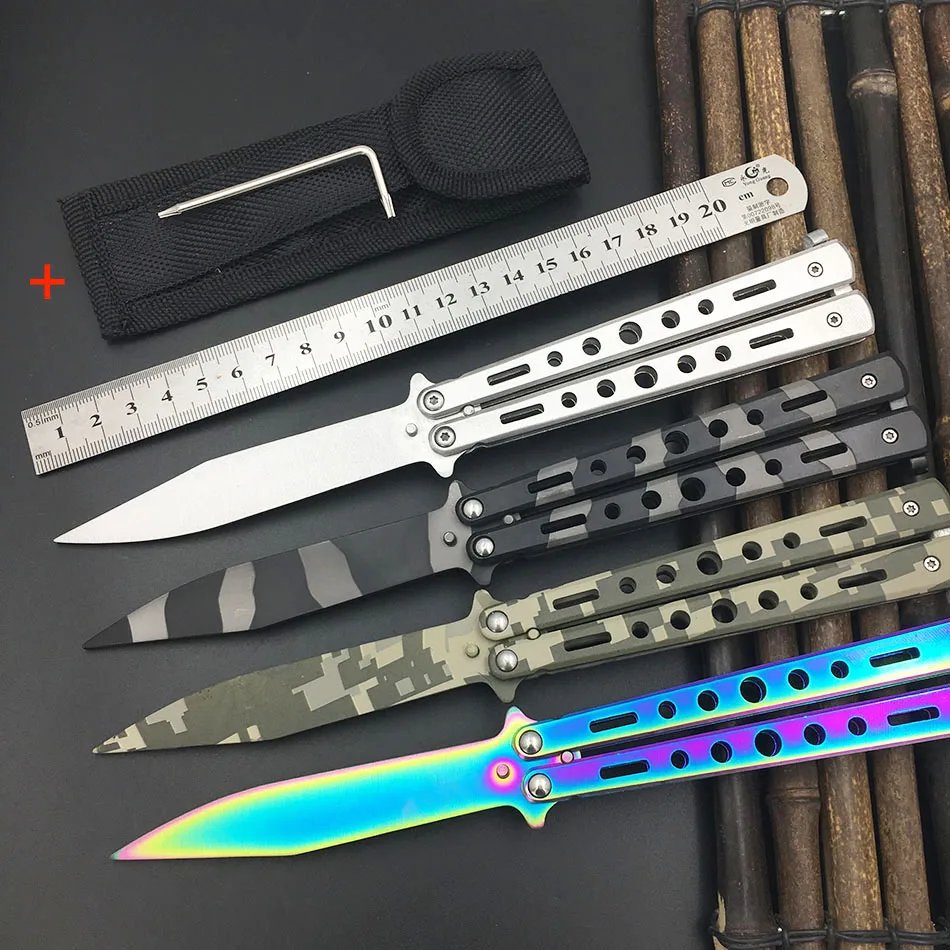 5Cr13Mov Stainless Steel knife Butterfly Training Knife butterfly in gaming tool dull no edge |