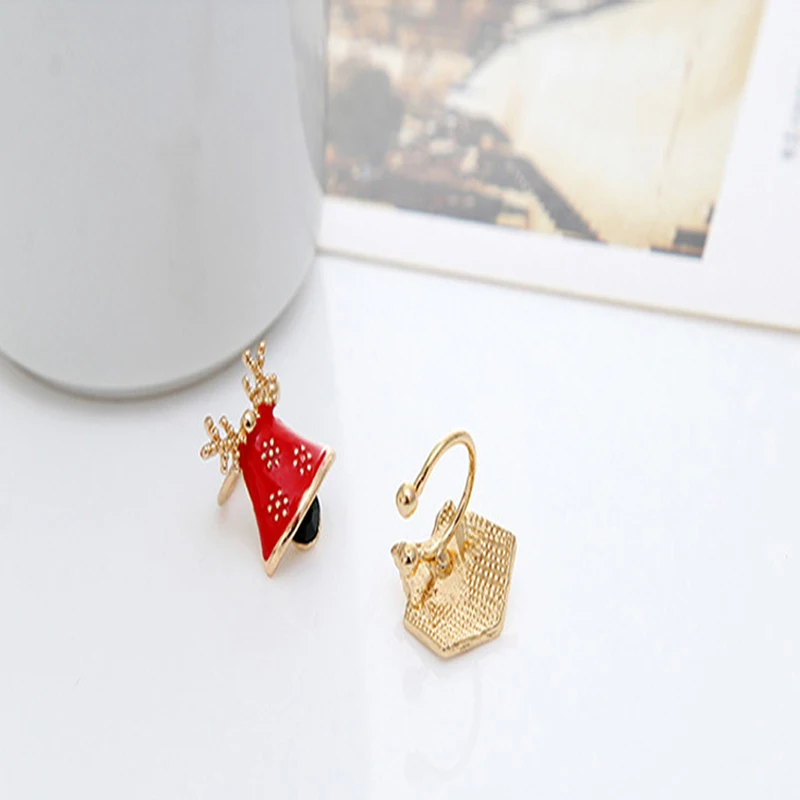 Модные рождественские серьги Wukaka для девочек эмалированные в виде Санта-Клауса