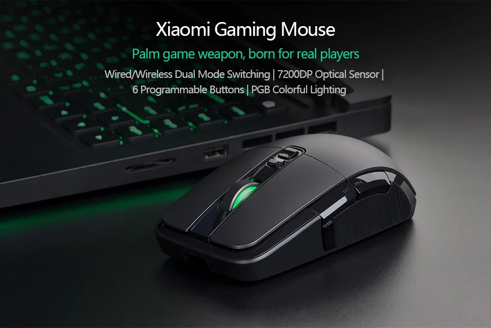 Xiaomi Беспроводной Мышь игровой 7200 Точек на дюйм RGB Подсветка игровой Оптический Перезаряжаемые 32-битный ARM USB 2,4 ГГц Мини компьютер Мышь
