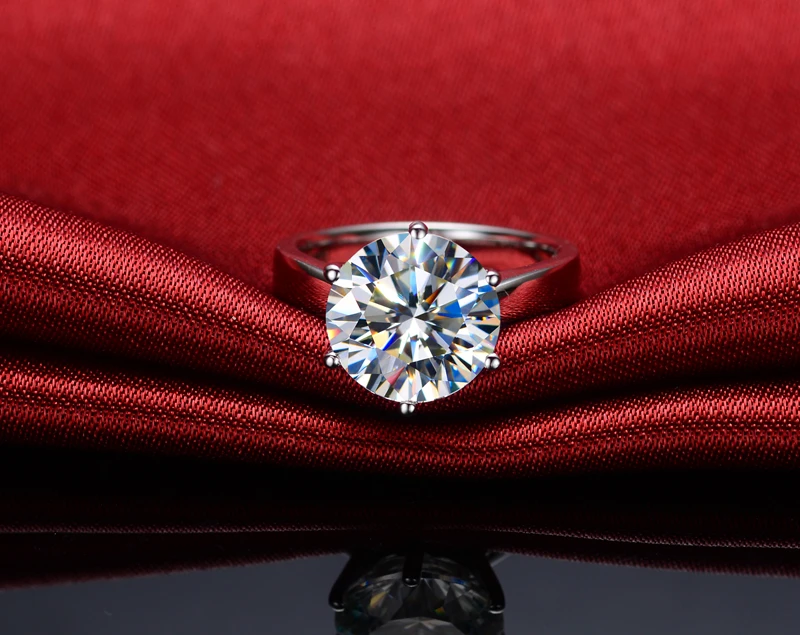 Потрясающие шесть зубцов кольцо с бриллиантом 5Ct круглое для помолвки подлинное