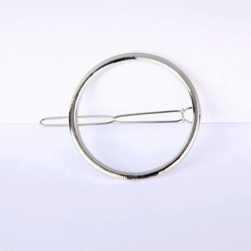 Silver Round Модные женские аксессуары для волос золотые серебряные треугольные шпильки заколка для волос геометрический сплав ободок для волос Луна круг заколка Лидер продаж - Цвет: Silver Round