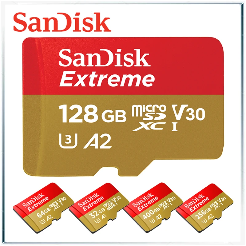 Карта памяти Sandisk Extreme UHS I карта Micro SD высокоскоростная micro A2 A1 V30 U3 Flash 128 ГБ 256 64 512