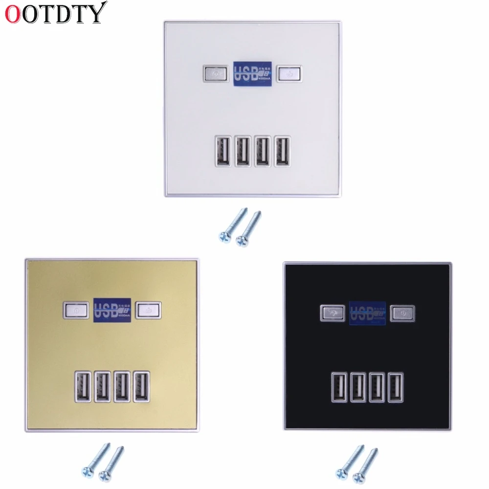 220V 4A 86 Тип 4 Порты usb стены Мощность гнездо адаптера Зарядное устройство Панель Быстрая зарядка розетки 3 цвета