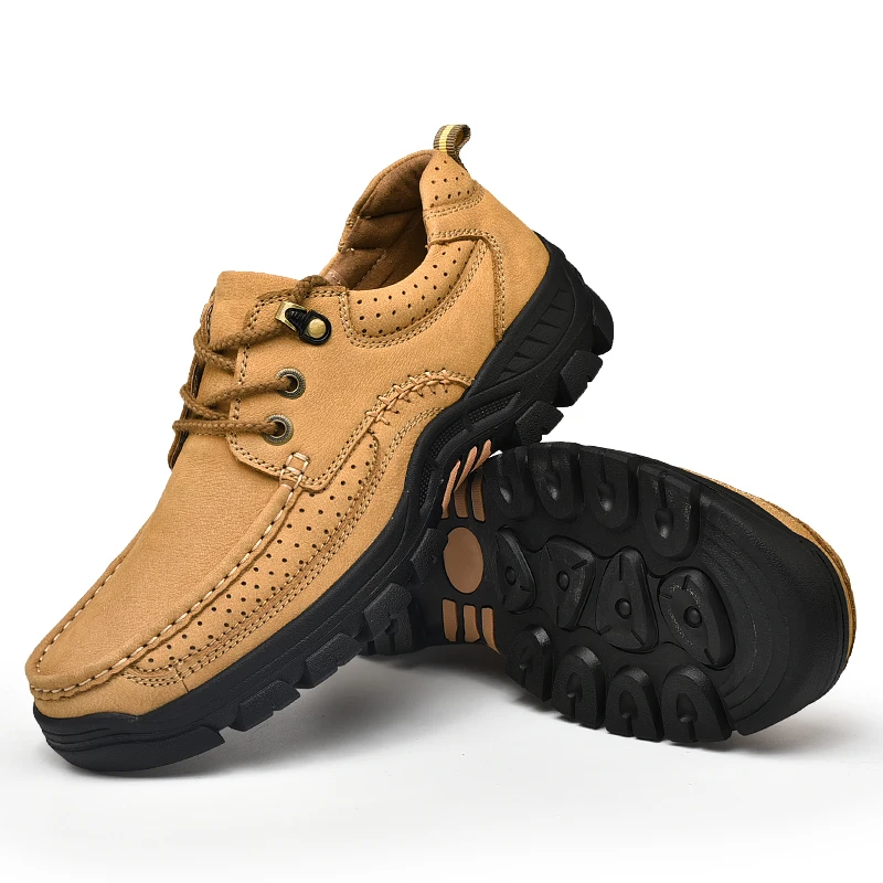 

Fine Zero Genuine Leather Shoes Men Cow Leather Shoes Male Outdoor High Quality Men Flats Walking Lace-Up Man Footwear