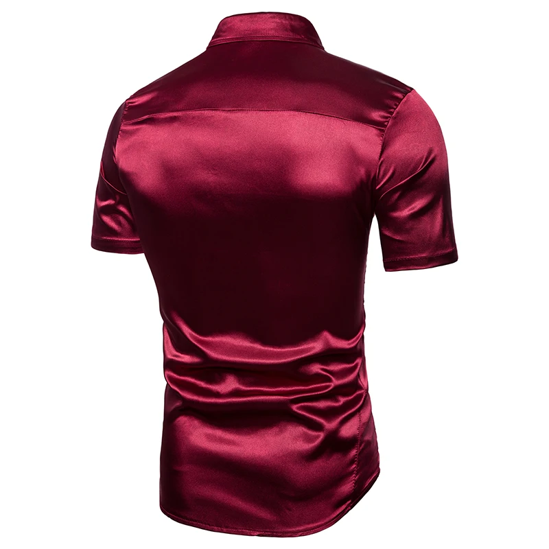 Модная атласная ткань мужские рубашки сплошной цвет camisa social masculina хип-хоп