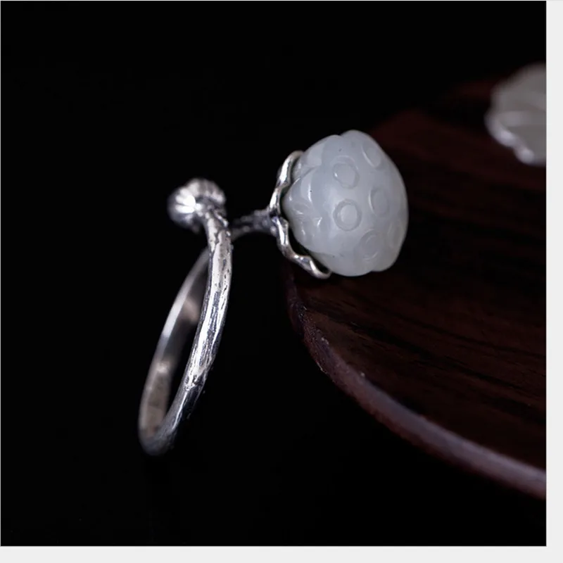 Женское кольцо в виде цветка лотоса из серебра 100% пробы|Кольца| |