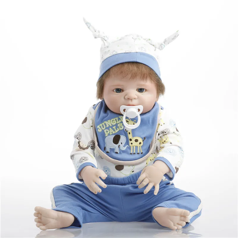 SanyDoll 22 дюйма 55 см силиконовые куклы для новорожденных синий костюм прекрасный