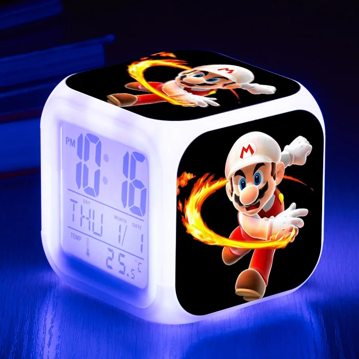 6 Стиль, будильник Super Mario Bros, 7 цветов, светодиодный, цифровые часы Despertador, лучший рождественский подарок, дата и температура - Цвет: 6