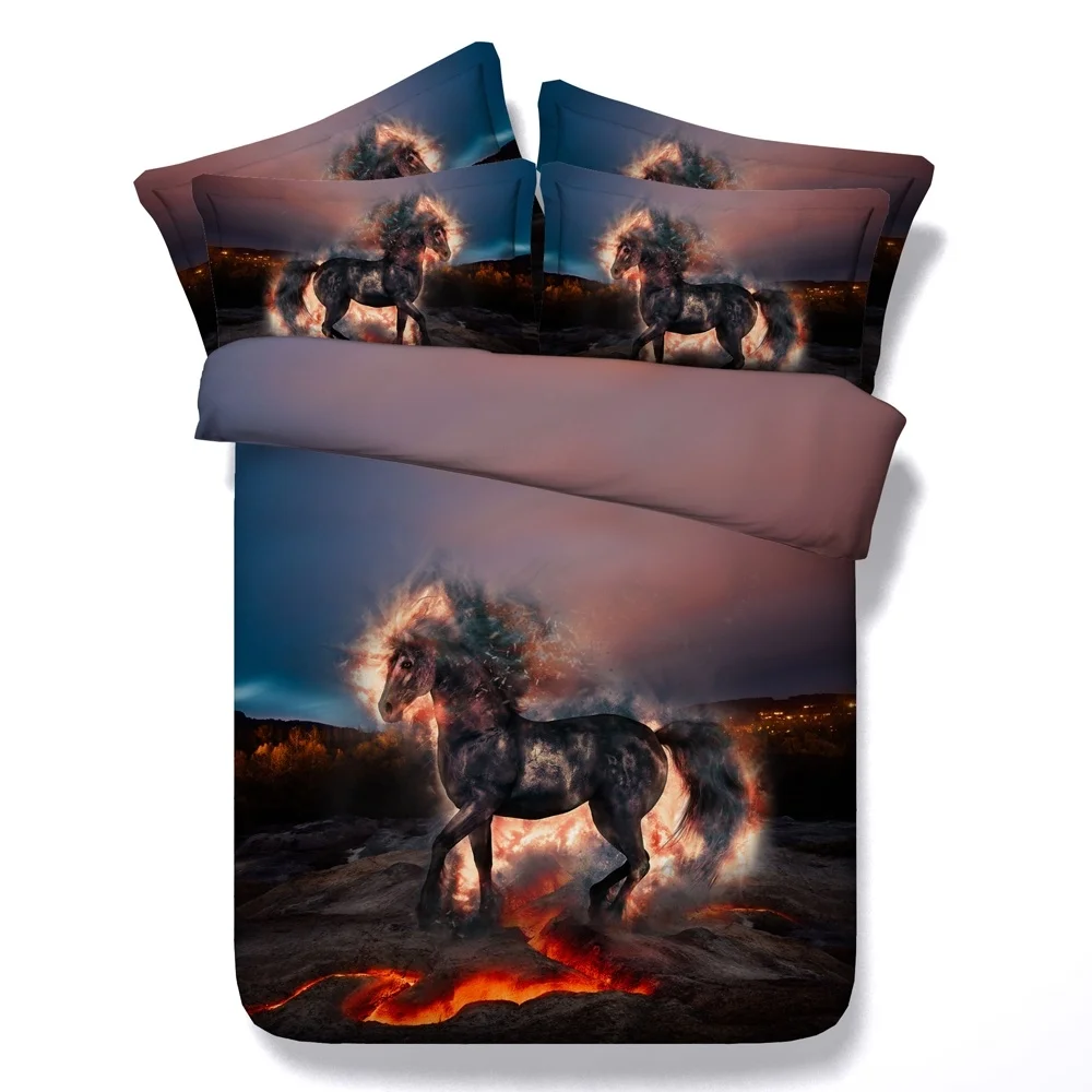 3D комплект постельного белья Hellfire Horse, пододеяльник, набор наволочки, домашний текстиль, постельное белье, набор постельного белья