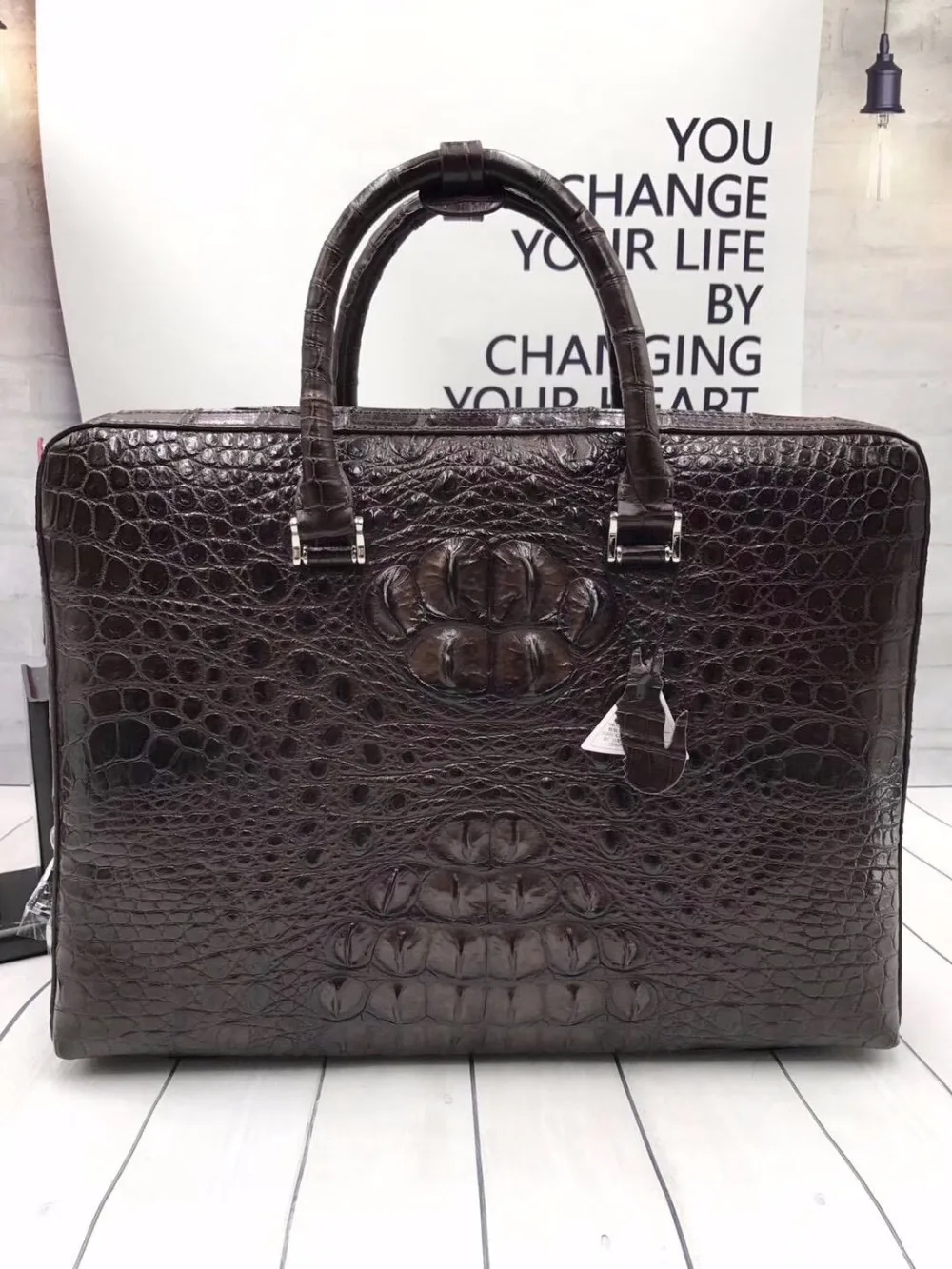 Мужской портфель из натуральной кожи аллигатора большой крокодила|case briefcase|briefcase