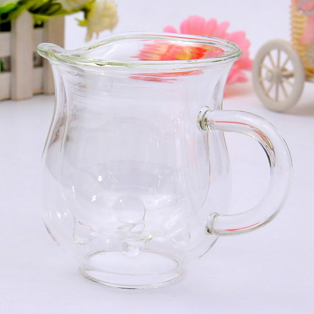 250Ml Creative Cow Double Layer Glass Creamer Cup Lovely Milk Jug Juice Tea Coffee Cup Clear Glass Mug Milk Frother Bottle Beer